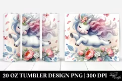 Cute Baby Unicorn Tumbling with Spring Petals | 20 Oz Product Image 1