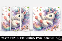 Cute Baby Unicorn Tumbling with Spring Petals | 20 Oz Product Image 1