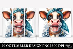 Enthusiastic Cow Portrait with Housewife Bandana | 20 Oz Product Image 1