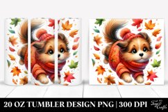 Colorful Watercolor of a Cute Dog Tumbling with Autumn Product Image 1