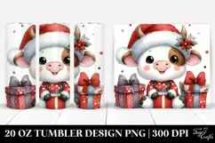 Cute Winter Cow with Santa Hat PNG Product Image 1