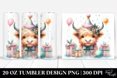 Cute Highland Cow Christmas Clipart, Transparent 20 Oz Product Image 1