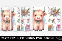 Cute Highland Cow Christmas Clipart, Transparent 20 Oz Product Image 1