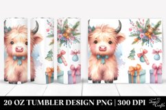 Cute Highland Cow Christmas Clipart, Transparent 20 Oz Product Image 1