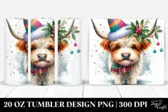 Cute Highland Cow Christmas Clipart, Transparent 20 Oz Product Image 1