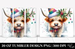 Cute Highland Cow Christmas Clipart, Transparent 20 Oz Product Image 1