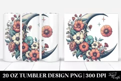 Whimsical Half Moon with Flowers 20 Oz Tumbler Product Image 1