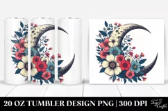 Retro Half Moon with Flowers 20 Oz Tumbler Product Image 1
