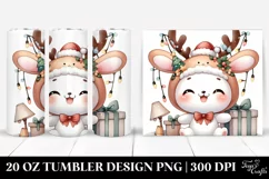 Cute Baby Rabbit with Reindeer Horns PNG Product Image 1