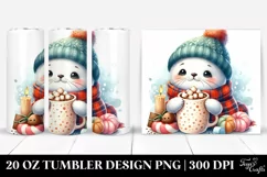 Cute Little Seal with Hot Cocoa PNG Product Image 1