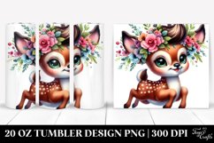 Cute Baby Deer Jumping with Floral Wreath PNG Product Image 1