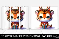 Expressive Baby Tiger with Reindeer Horns PNG Product Image 1