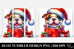 Expressive Bulldog with Santa Hat PNG Product Image 1