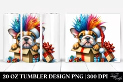 Expressive Bulldog with Santa Hat PNG Product Image 1