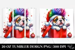 Expressive Bulldog with Santa Hat PNG Product Image 1