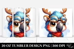 Colorful Macaw with Reindeer Horns PNG Product Image 1