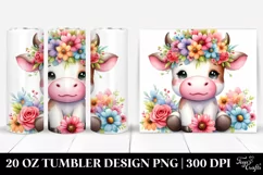 Pastel Cartoon Cow | 20 oz Tumbler Product Image 1