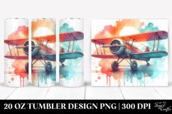 Washed Watercolor Vintage Plane | 20 Oz Tumbler Product Image 1