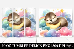 Cute Baby Otter Sleeping Clipart, High-Res 20 Oz Tumbler Product Image 1