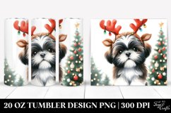 Festive Shih Tzu with Reindeer Horns PNG Product Image 1