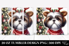 Festive Shih Tzu with Reindeer Horns PNG Product Image 1