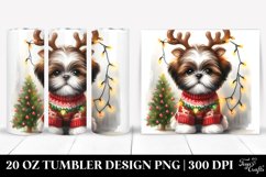 Festive Shih Tzu with Reindeer Horns PNG Product Image 1