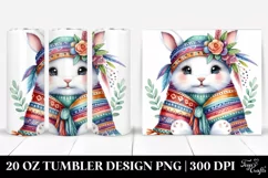 20 Oz Tumbler Sublimation | Smiling Cute Baby Rabbit with Product Image 1