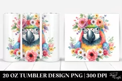Floral Watercolor Macaw | 20 oz Tumbler Product Image 1