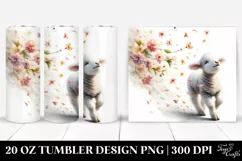 20 Oz Tumbler Sublimation | Lamb Tumbling with Spring Petals Product Image 1