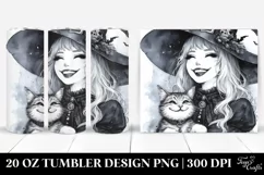 Smiling Witch with Cat | Tshirt|Tumbler|Mug|Clipart Product Image 1