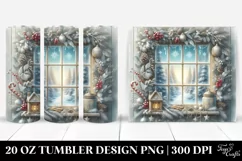 Frosty Windowpane Christmas Clipart, High-Res 20 Oz Tumbler Product Image 1