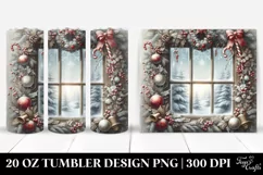 Frosty Windowpane Christmas Clipart, High-Res 20 Oz Tumbler Product Image 1