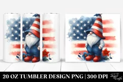 Washed Watercolor Patriotic Farmer Gnome | 20 oz Tumbler Product Image 1