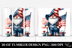 Washed Watercolor Patriotic Farmer Gnome | 20 oz Tumbler Product Image 1