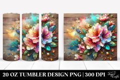 20 Oz Tumbler Sublimation | Colorful Rhododendron on Wooden Product Image 1
