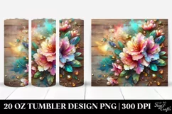 20 Oz Tumbler Sublimation | Colorful Rhododendron on Wooden Product Image 1