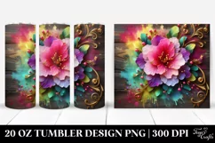 20 Oz Tumbler Sublimation | Colorful Rhododendron on Wooden Product Image 1