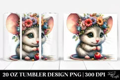 Cute Baby Mouse Floral Tumbler Product Image 1