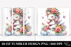 20 Oz Tumbler Sublimation | Cute Baby Unicorn with Flowers Product Image 1