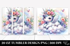 20 Oz Tumbler Sublimation | Cute Baby Unicorn with Flowers Product Image 1