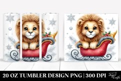 Cute Lion behind Christmas Sleigh 20 Oz Tumbler Product Image 1
