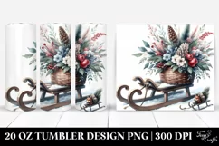 Washed Watercolor Sled Clipart, Transparent 20 Oz Tumbler Product Image 1