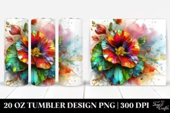 20 Oz Tumbler Sublimation | Colorful Nasturtium on White Product Image 1