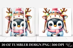 Baby Penguin with Tea Cup PNG Product Image 1