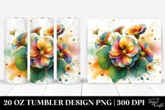 Colorful Nasturtium on White Background | 20 oz Tumbler Product Image 1