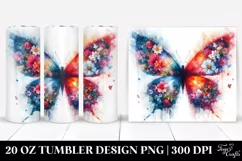 Abstract Butterfly Flowers. 20 Oz Tumbler Design Product Image 1