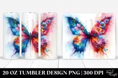 Abstract Butterfly Flowers. 20 Oz Tumbler Design Product Image 1