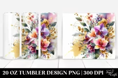 Colorful Watercolor Abstract Gold Foil Bouquet | 20 Oz Product Image 1