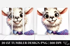 Funny Llama with Tie, Transparent 20 Oz Tumbler Product Image 1