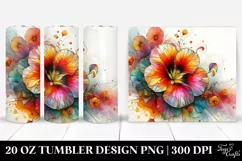 20 Oz Tumbler Sublimation | Colorful Watercolor Flower Product Image 1